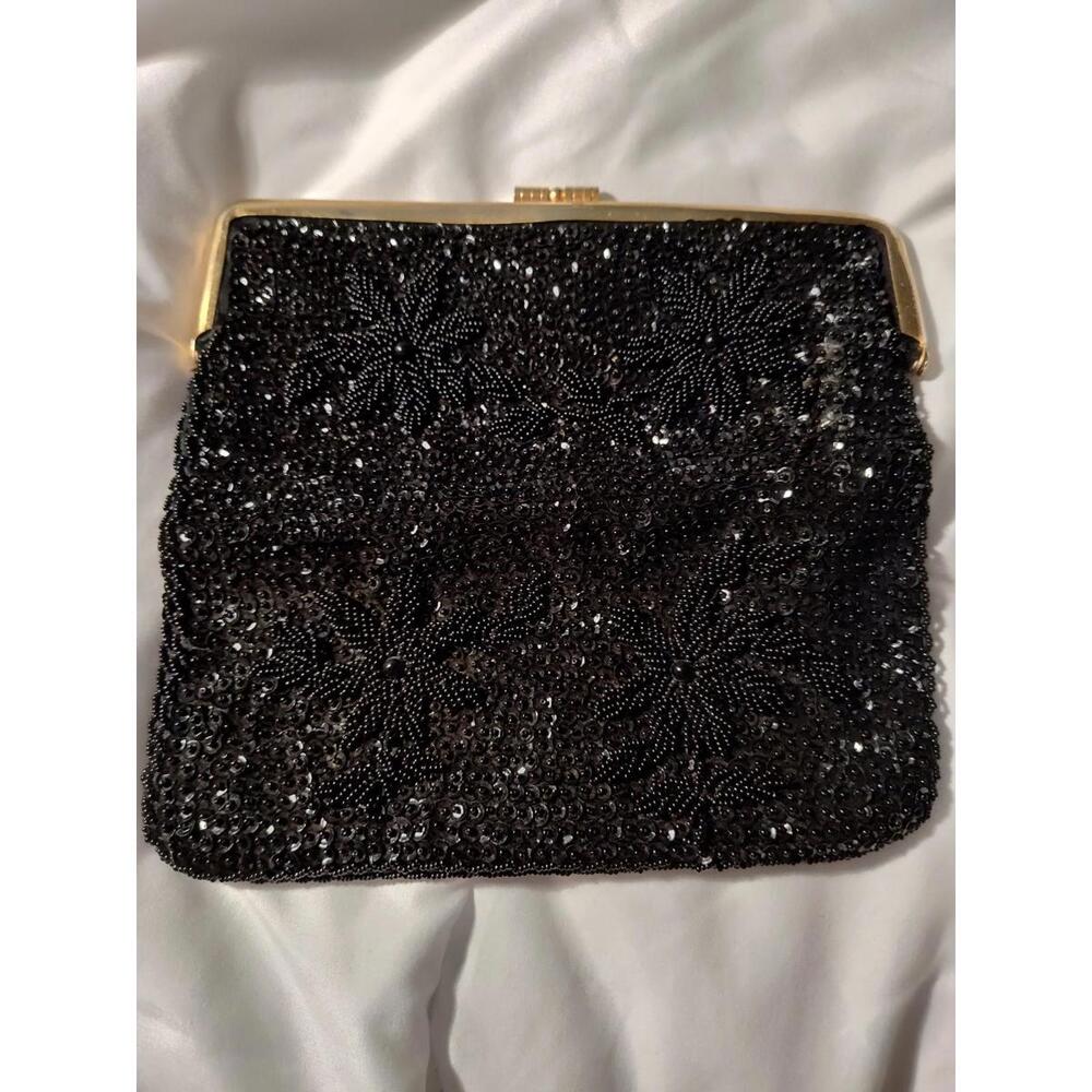 Vintage Black Beaded‎ Clutch